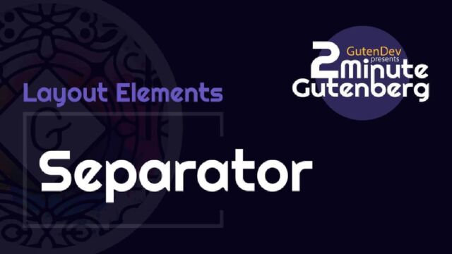 2 Minute Gutenberg: Separator Block 
YouTube: https://youtu.be/prL1JEuM84g
#wordpressblogger 
#gutendev 
#gutenberg 
#tutorial 
#FreeTutorial 
#WordPress 
#wordpresswebsite