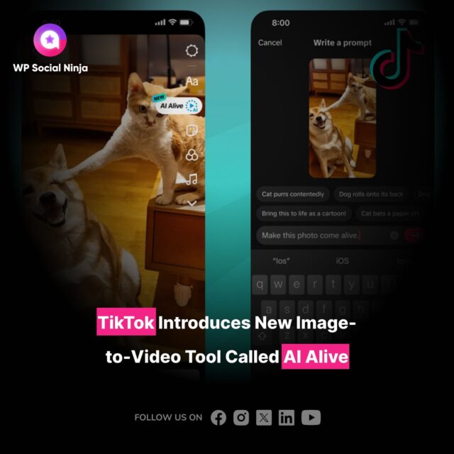 TikTok's new AI Alive tool will now let users turn any static image into a lively video with movement, effects, and atmosphere using the Story Camera.

#TikTok #SocialMedia #SocialMediaNews