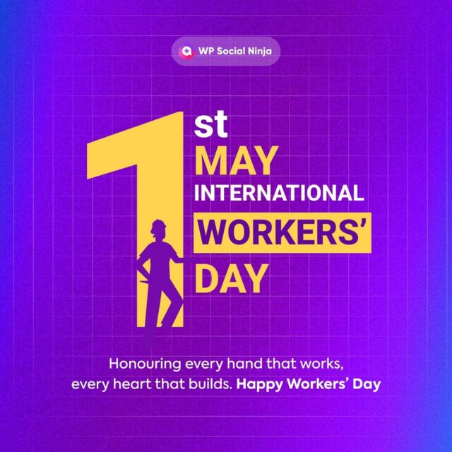 Today, we celebrate all the hands that turn dreams into reality.

Team WP Social Ninja wishes a Happy International Workers’ Day to all the unstoppable souls who make it happen!

#WorkersDay #MayDay2025